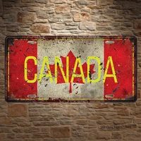 1 pc canada vancouver montreal ontario flag plaques shop store tin plates signs wall decoration metal art vintage poster
