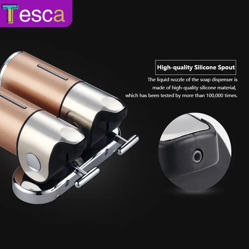 

500ml / 1000ml Bathroom Plastic Soap Dispenser Stainless Steel Hand Sanitizer Bottle Home Wall-mounted Shower Gel Soap Box