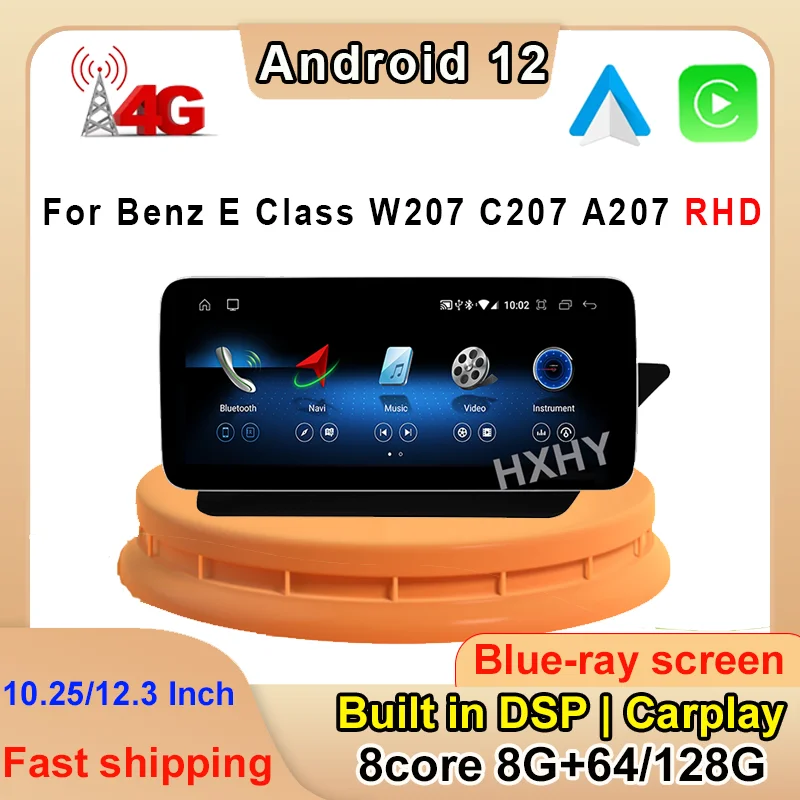 

12.3inch Android 12 8Core 8+128G For Benz E Coupe 2 Door C207 E207 2009-2016 RHD bluetooth Navigation Car Video Player Bluetooth