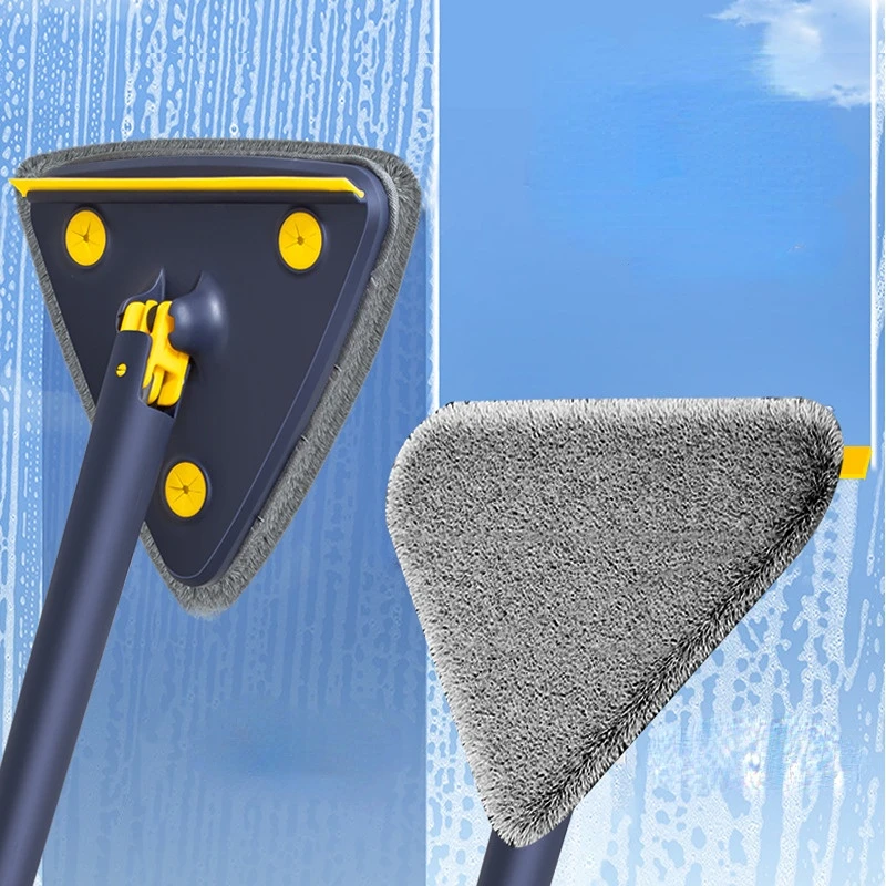 

New Upgrade Rotatable Triangular Squeeze Mops With Scraper Spin Floor Cleaning Mop Adjustable Window Wiper Water Absorption