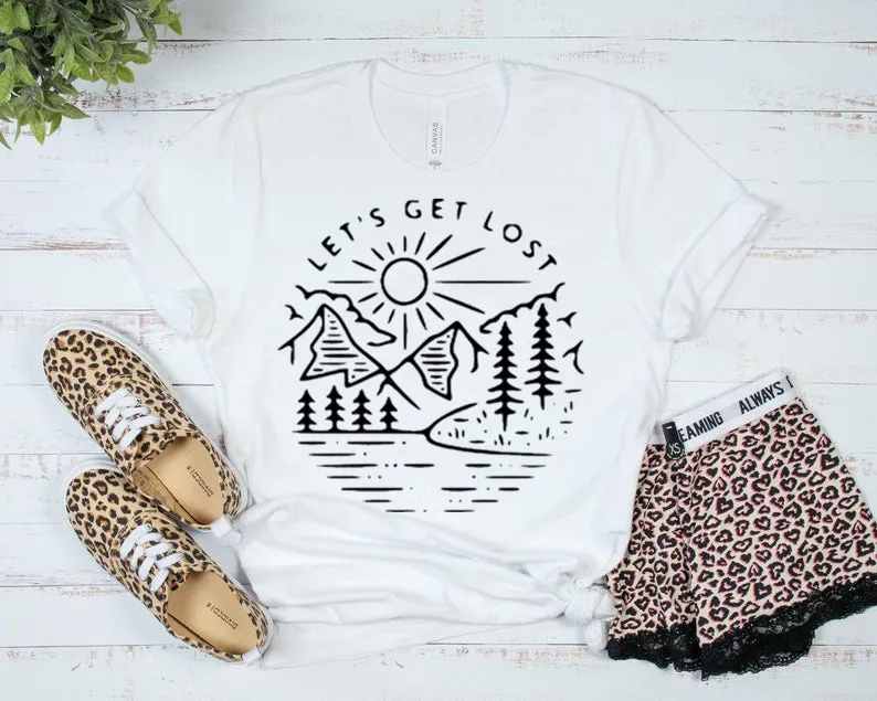 Рубашка Let Get Lost футболка с коротким рукавом из 100% хлопка круглым вырезом и