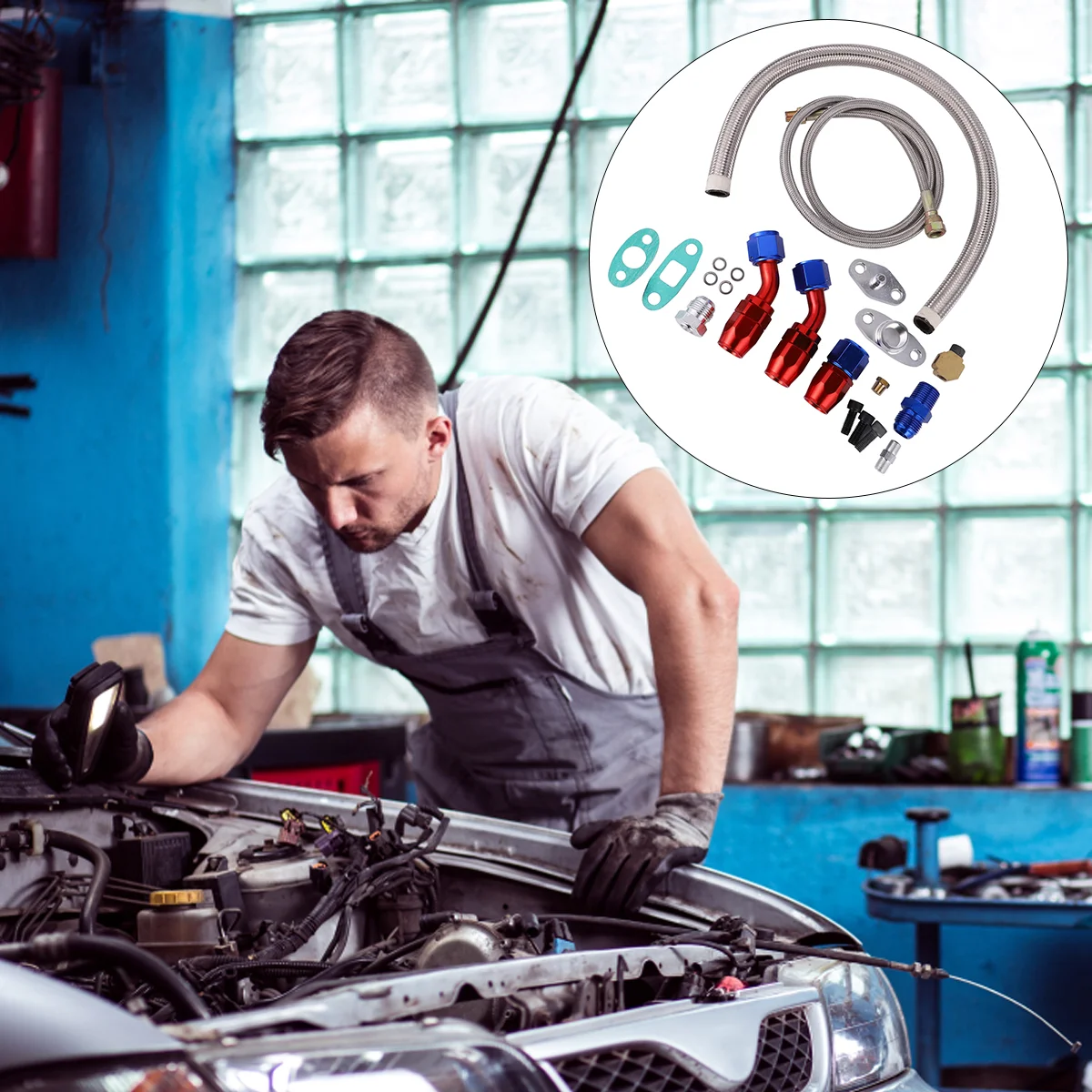 

Турбокомпрессор для автомобиля, комплект аксессуаров для подачи масла, из алюминиевого сплава