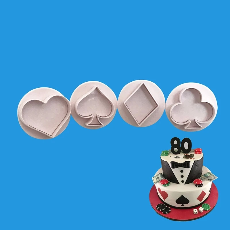 

4Pcs Poker Cookie Cutters Sugar Craft Biscuit Cake Decorating Tools DIY Chocolates Mold Stamper Baking Accessories Kitchen Tools