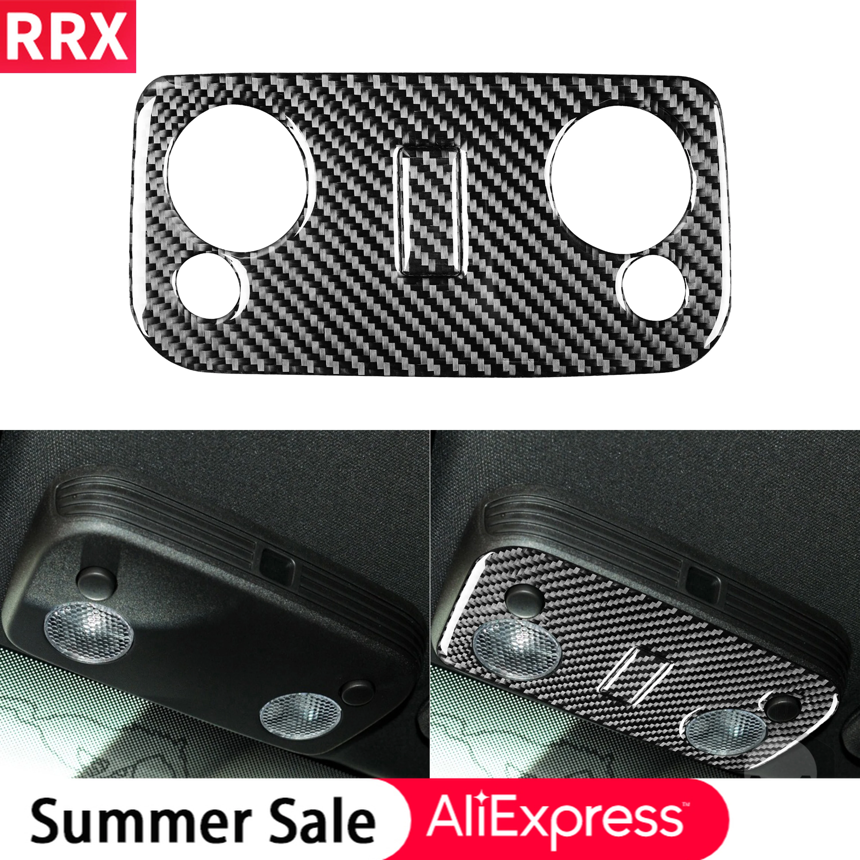 

RRX Car Front Roof Head Light Control Panel Cover Real Carbon Fiber Sticker for Ford Mustang GT 2005-2013 Car Accessories