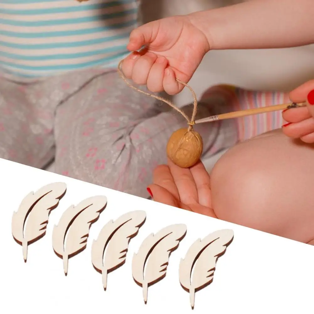 

25Pcs DIY Wood-Chips No Odor Wooden Feathers Embellishment Unfinished Unique Shape Craft Tag