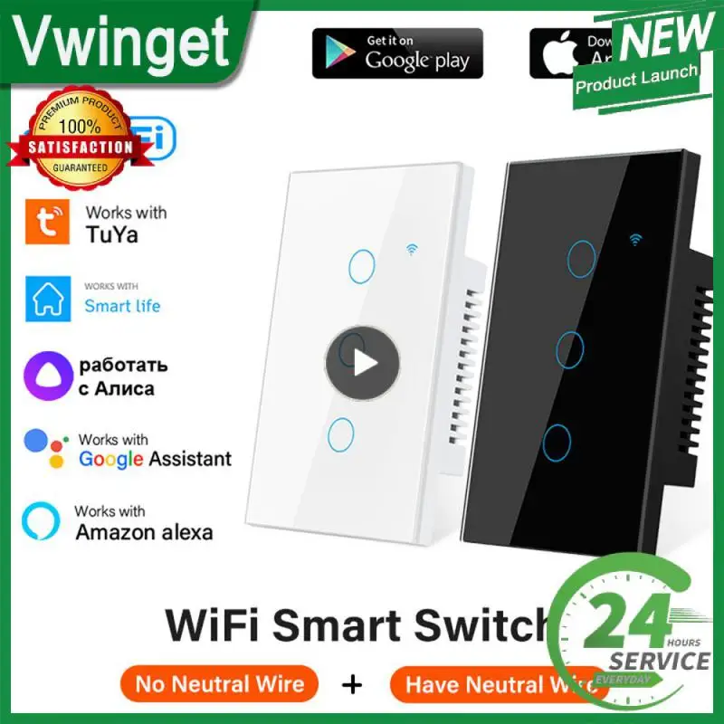 

Умный настенный выключатель Tuya Wi-Fi US, 1 ~ 8 шт., сенсорное приложение Smart Life, дистанционное управление, поддержка Alexa Google Home, 1/2/3/4 клавиши