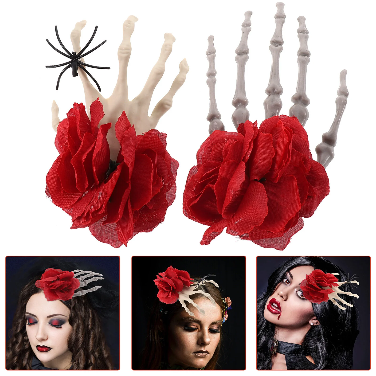 

Hair Clip Halloween Accessories Gothic Clips Rose Hand Witch Flower Girl