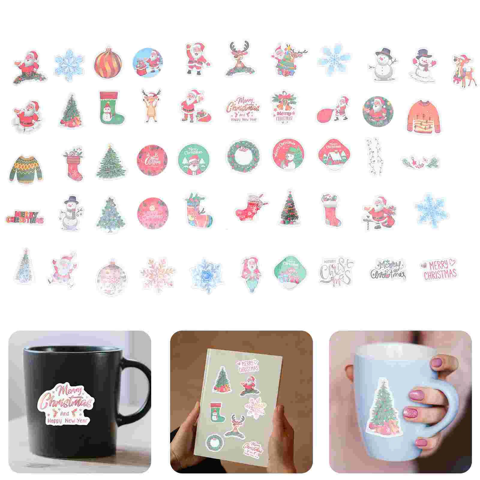 

50 Pcs Multifunction Christmas Stickers Water Bottle Self Adhesive Scrapbooking