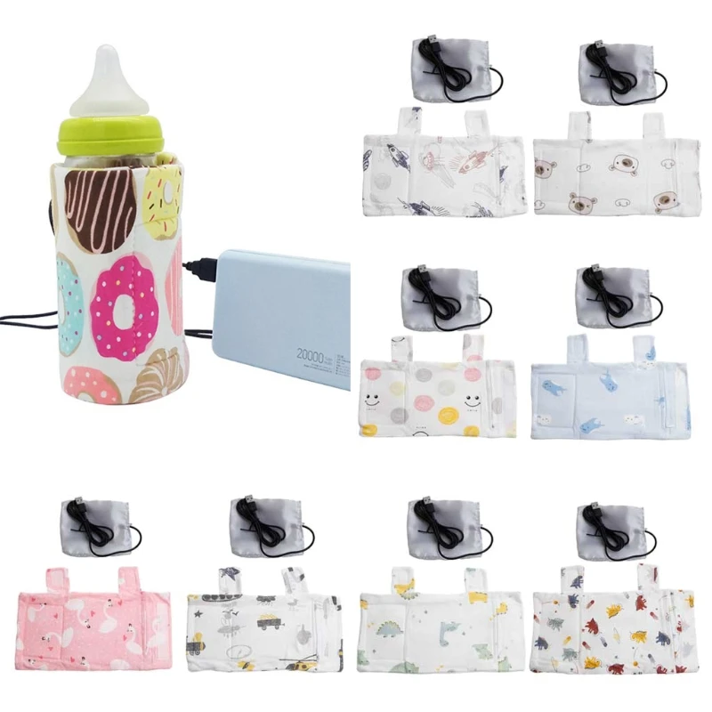 

USB Milk Water Warmer Newborn Feeding Nursing Bottle Heater Travel Stroller Baby Bottle Insulated Bag