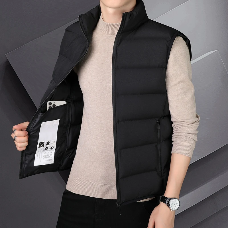 Men's down silk cotton jacket Jacket Vest autumn winter new sports fashion brand high-quality windproof warm casual thick vest