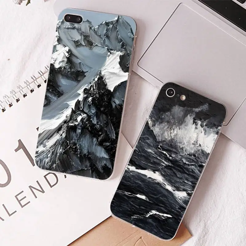 

FHNBLJ Mountain Silicon Phone Case For iPhone 13 14 Pro Max XS XR 12 11 Pro 13 Mini 6 7 8 Plus Clear Back Cover Capa