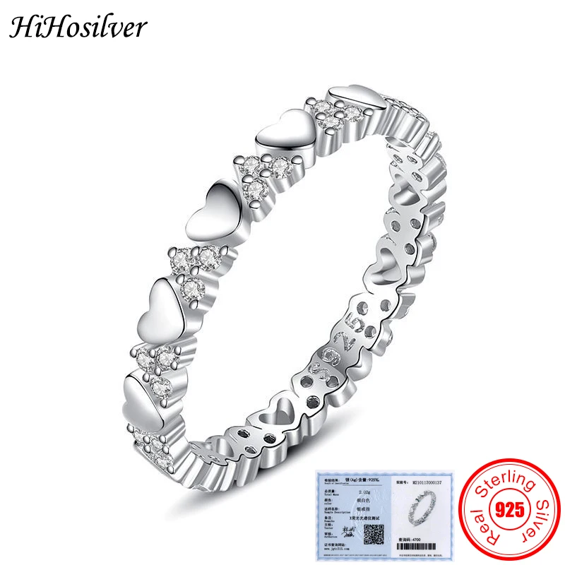 

HiHosilver Girl Gift Heart Zircon Ring For Women Silver 925 Real Sterling New Trendy Wedding Jewelry HH21118