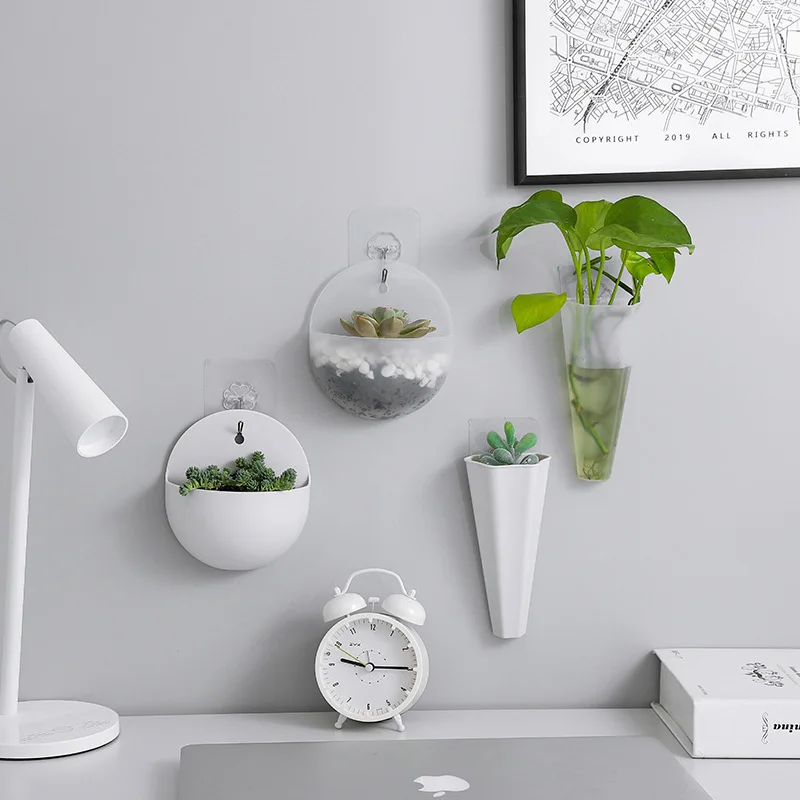 

Creative Wall-mounted Silicone Flower Pot Free Punching Simple Design Sticky Vase Flower Container Home Garden Accessories