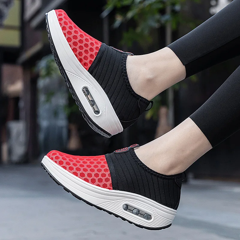 

Women's Vulcanized Shoes Casual Rocking Shoes Air Cushion Heightening Shoes Outdoor Sports Shoes Spring New Ladies Flying Shoes