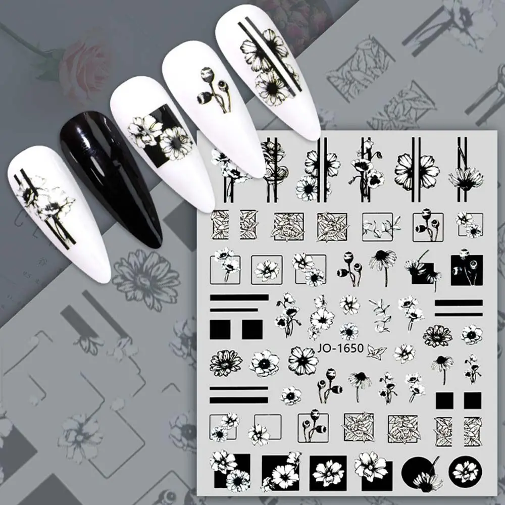 

Slider Decals Transfer Nail Foils English Letters Leaf Nails Decals Flower Nail Sticker Nail Art Decoration 3D Nail Sticker