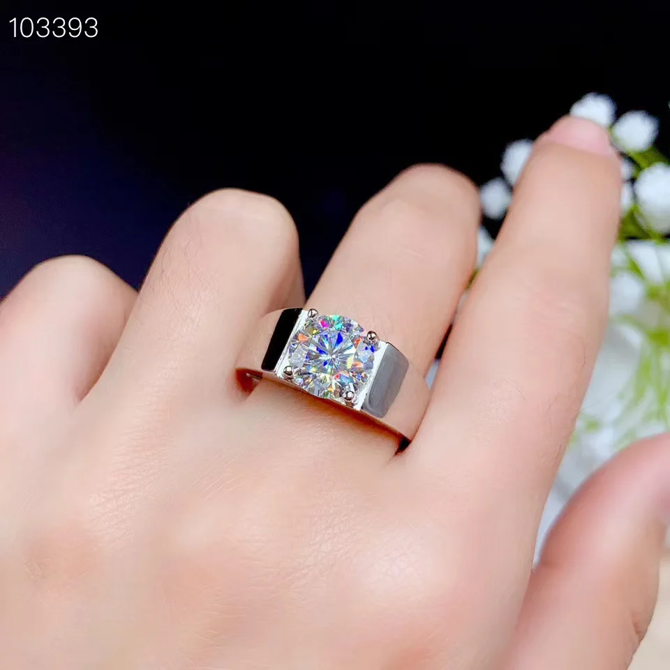 

seniormoissanite Men's ring, simple atmosphere, the latest design, 925 Sterling silver, white gemstone color, highChinese style