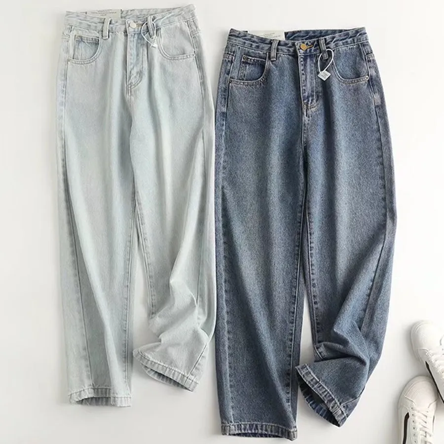 

Elmsk England Style High Waist Straight Loose Denim Pants Ins Blogger High Street Washed Mom Jeans Women