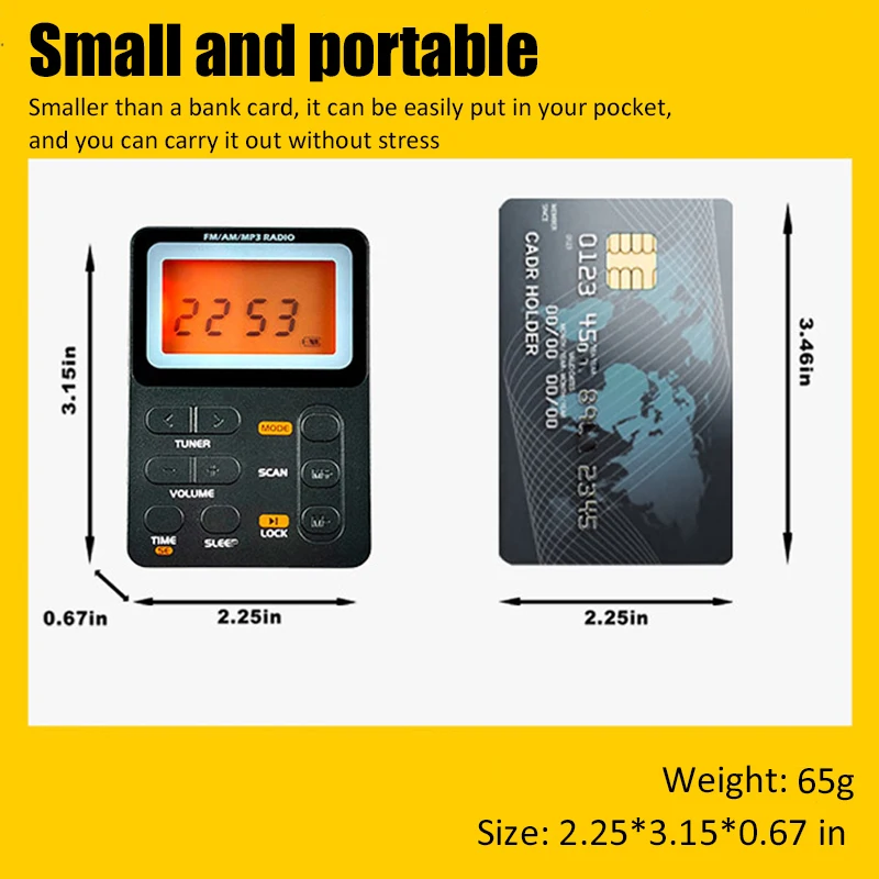 Карманный AM/FM радио портативный ЖК-дисплей приемник мини MP3 плеер с наушниками