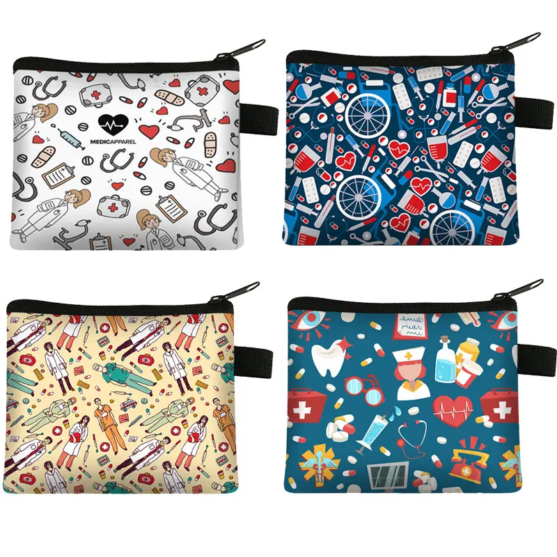 

Hot Sale Nurse ECG Printing Women Coin Purse Student Boys Girls Short Wallet Card Bag Pocket Change Purse Kids Wallet