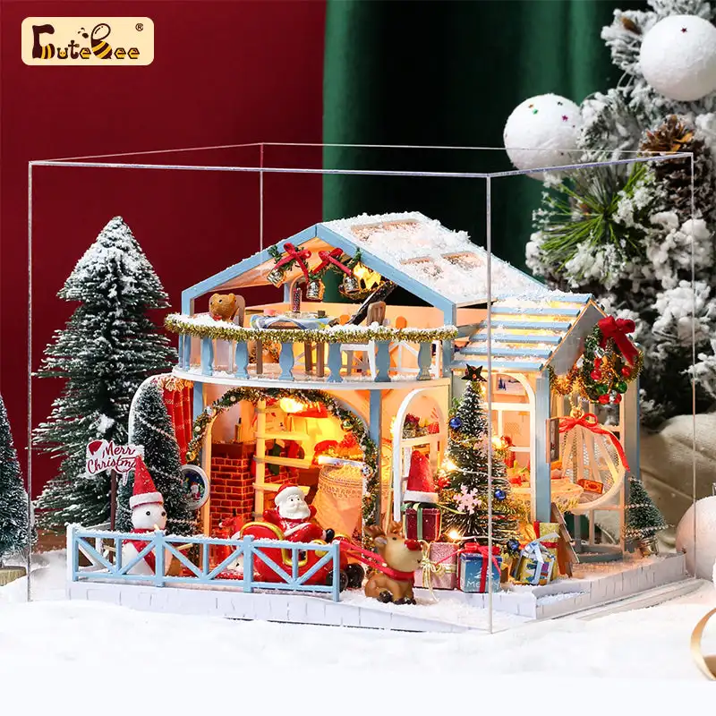 

Кукольный домик «сделай сам», деревянный миниатюрный дом для кукол со светодиодной подсветкой, игрушки для детей, подарок на Рождество