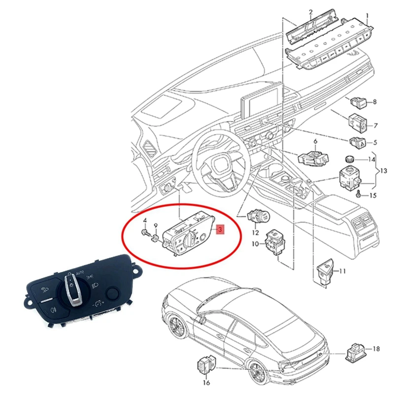 2X переключатель передней фары автомобиля для Auai A4 B9 2020 4M0941531AG 4M0941531 AG