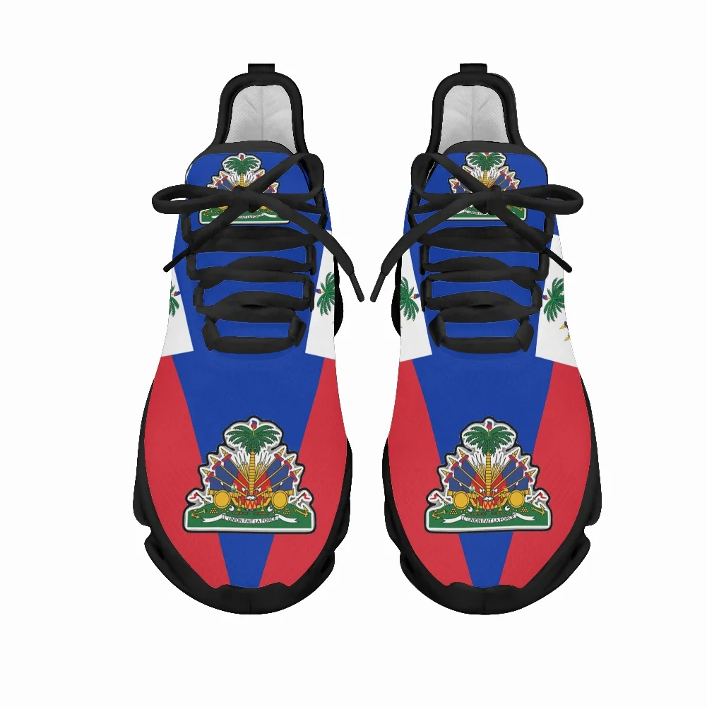 ELVISWORDS Brand Design Women Sneakers Haiti Flag Design Walk Shoes Light Lace-up Flats Footwear Vulcanized Shoe chaussure femme