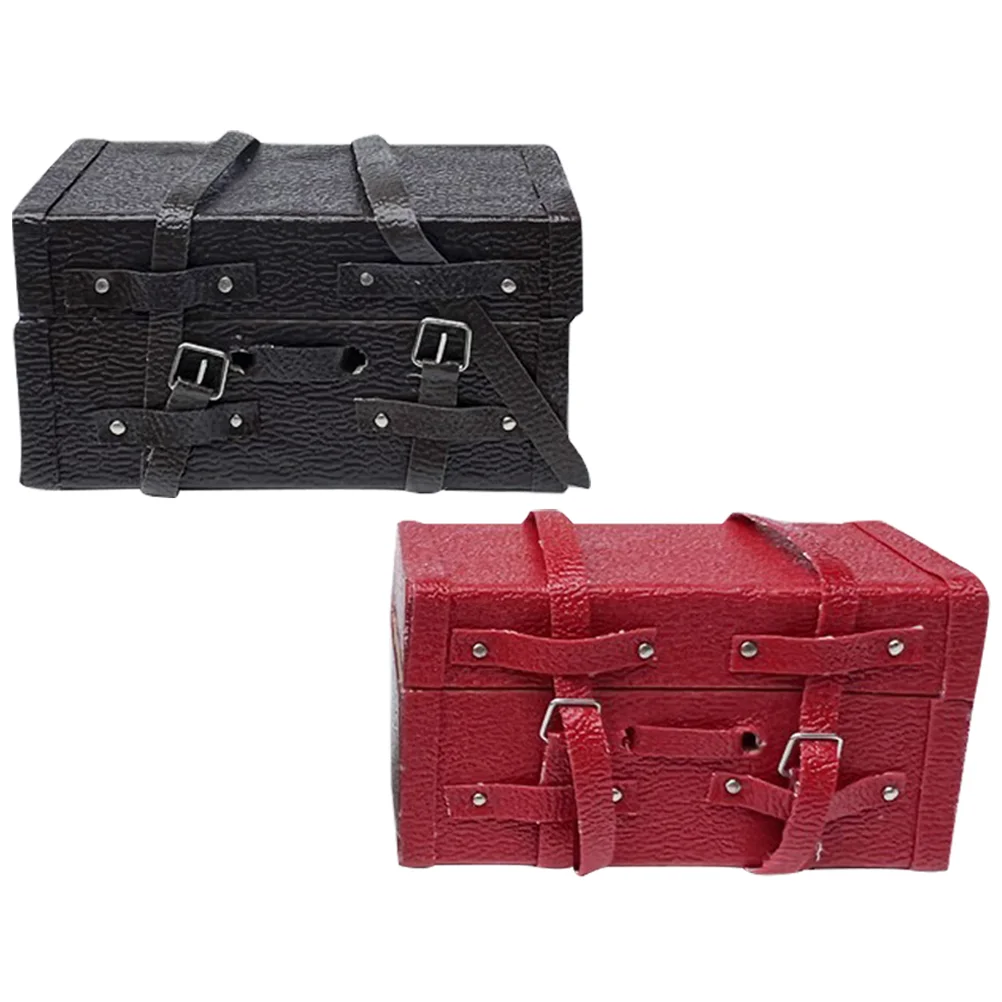 

2 Pcs Mini Room Decor Baby Suitcase Toy House Cloth Luggage Playing Miniature