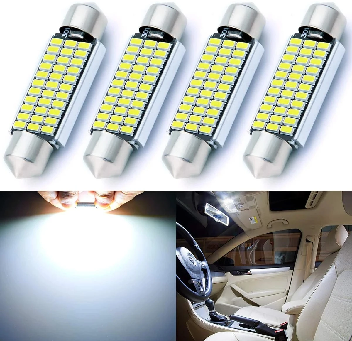 2PCS C5W LED CANBUS 31mm 36mm 39mm 42mm C10W LED Bulb 4014 Chip 12V Reading Lamp Car Interior Light White 6000k Error Free