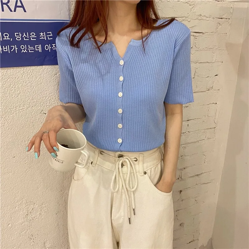 Женские трикотажные летние футболки с круглым вырезом и коротким рукавом тонкая