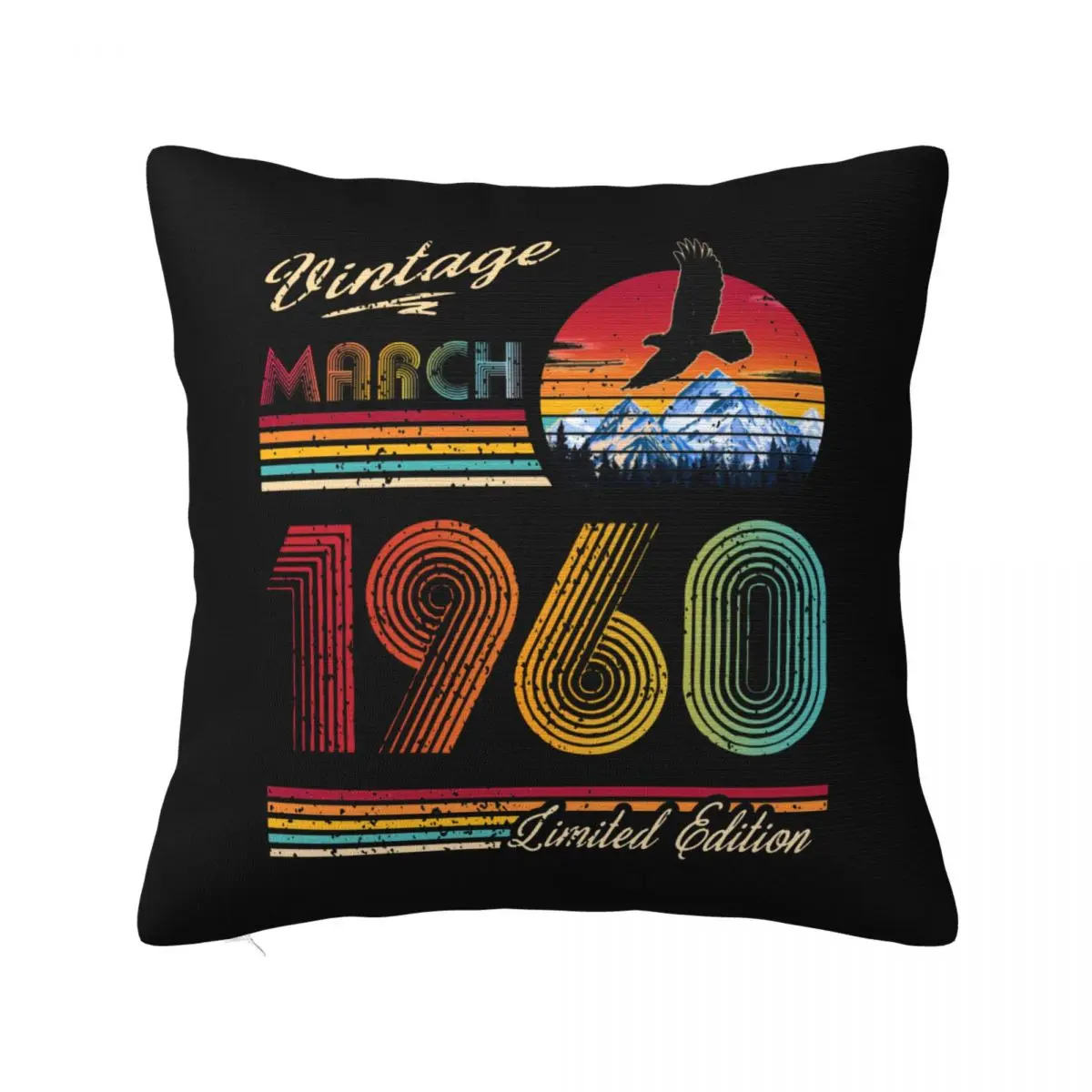 

Vintage 1960 Limited Edition Pillowcase Fabric Cushion Cover Decorative Born In 1960 Pillow Case Cover Home Zipper 40X40cm