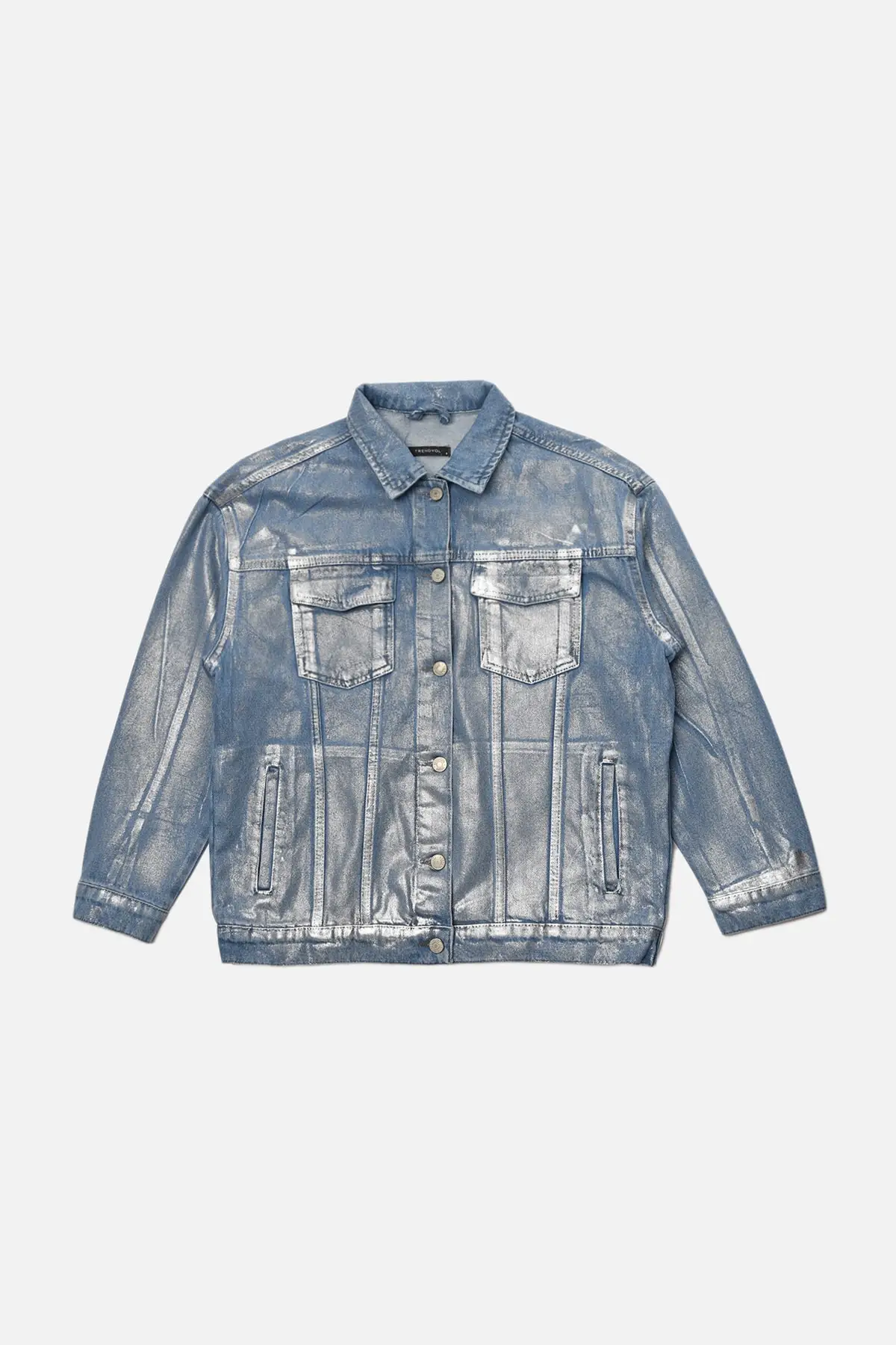 

Trendyol Foil Printed Denim Jacket TWOAW22CE0389