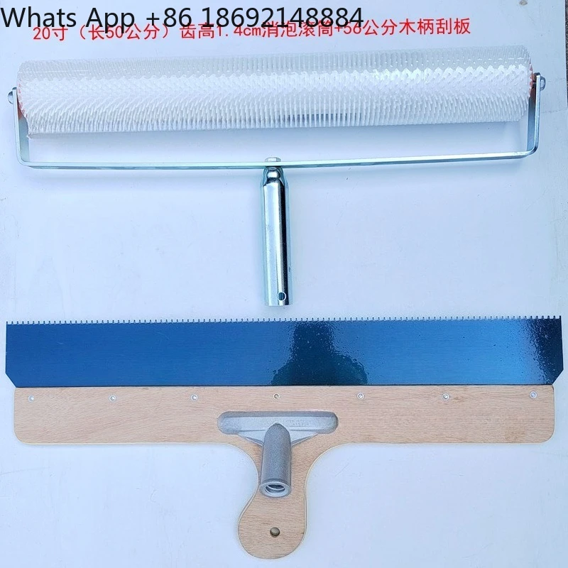 Набор инструментов для самовыравнивающегося цемента, валик для удаления пузырьков с зубчатым скребком, шпатель с зубчатыми наконечниками, удлиненная ручка, набор инструментов для покраски пола (art.: 3920da394c442) - 3920da394c442
