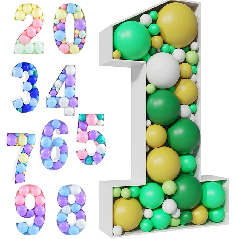 

73/100cm Height Giant Number 0-9 Filing Box DIY Digits Balloons Frame Board Birthday Wedding Anniversary Party Backdrop Decor