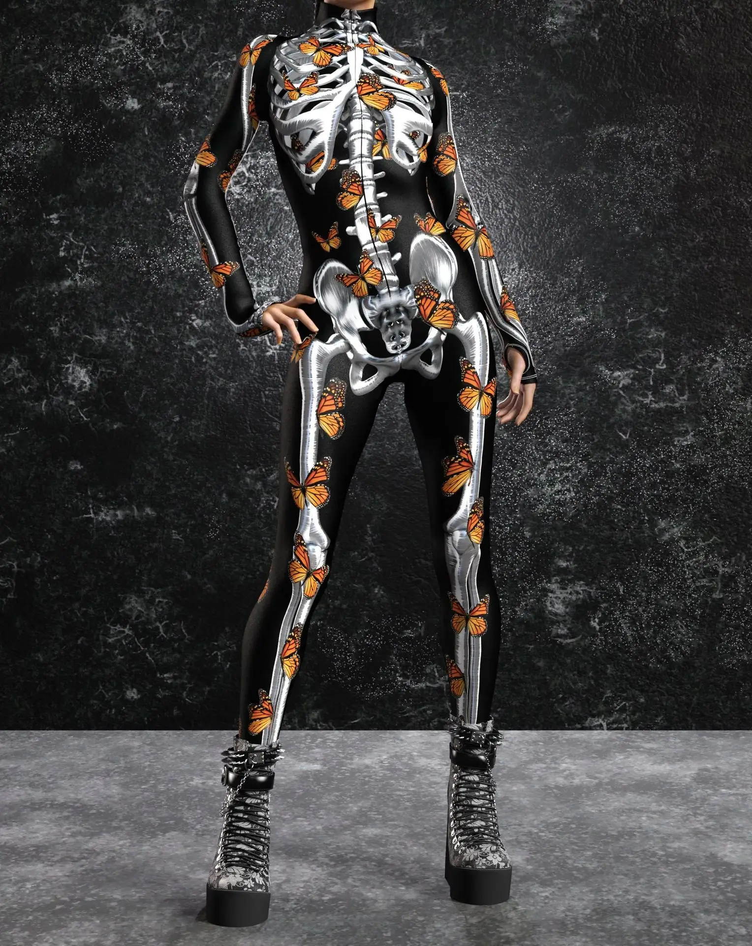 3D Цветочный Скелет Zentai боди комбинезон Забавный костюм для косплея на Хэллоуин