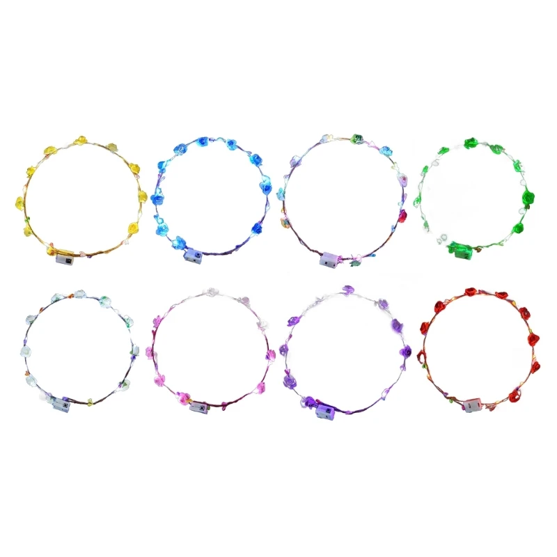 10 шт. светодиодные светящиеся цветочные повязки на голову с регулируемым