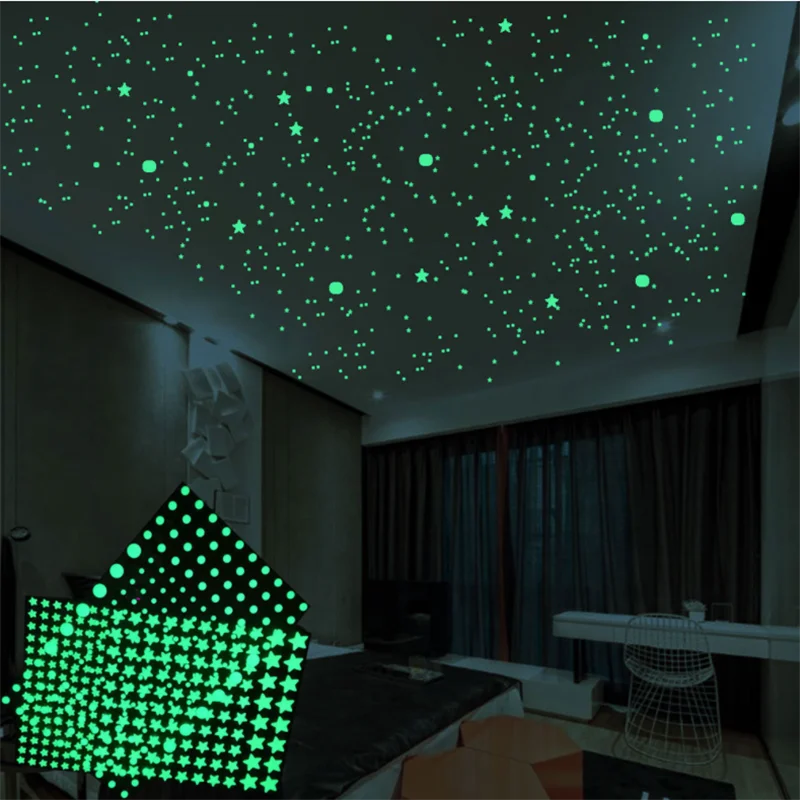 

211/202pcs 3D Luminous Stars Childs Dots Wall Stickers Kids Room Bedroom Home Decoration Decal Glow In The Dark DIY