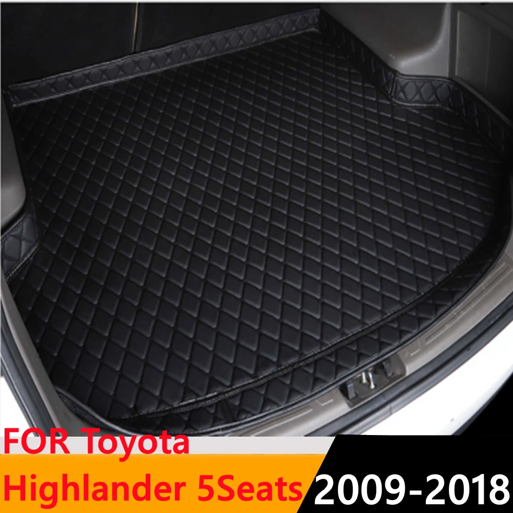 

Sinjayer Car Trunk Mat ALL Weather AUTO Tail Boot Luggage Pad Carpet High Side Cargo Liner For Toyota Highlander 5Seats 09-2018