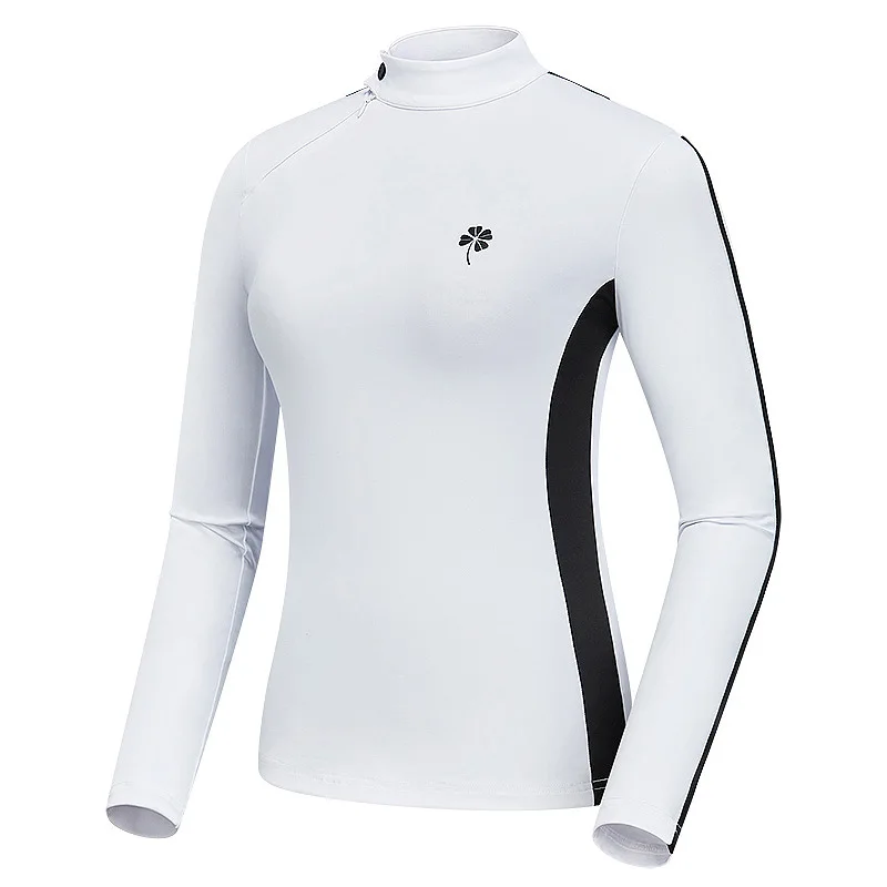 Женская футболка с длинным рукавом и воротником-стойкой