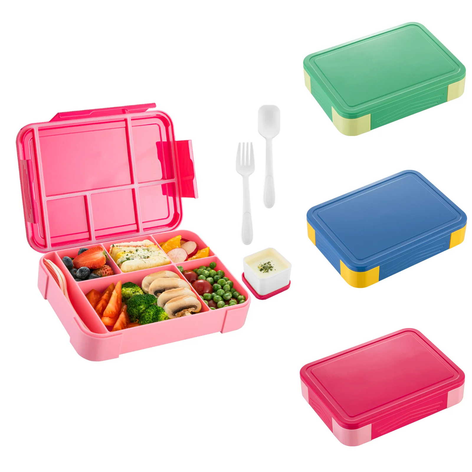 

Microwave Lunch Box with Cutlery for Kids Children Student Bento Box Sealed In Compartment Fruit Box Salad Box Sandwich Food Box