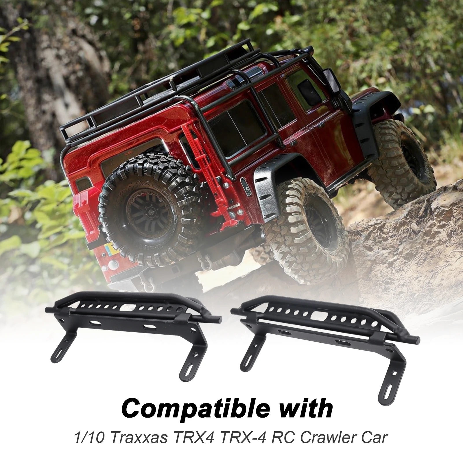 Фото Металлические боковые подножки HobbyPark для Traxxas TRX4 TRX-4 1/10 RC Crawler (черные) №4