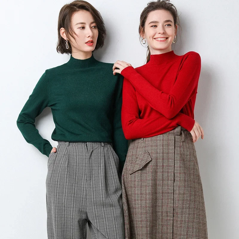 MRMT 2024 новый женский свободный вязаный свитер базовый с полувысоким воротником