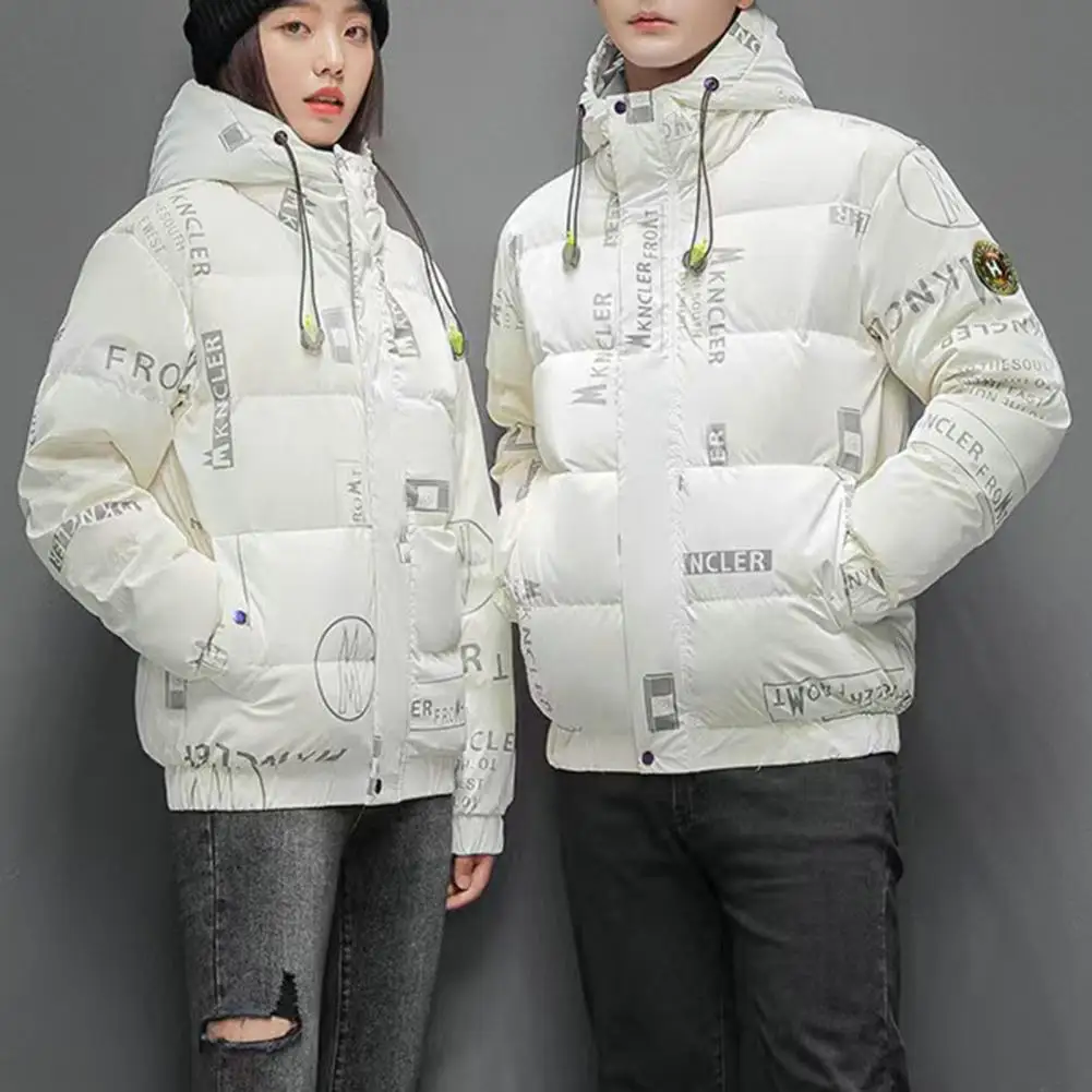 

Пальто хлопковое с капюшоном, уютное пальто унисекс, зимнее хлопковое пальто с капюшоном и подкладкой, дизайн с надписью, устойчивое к застежке-молнии, несколько карманов