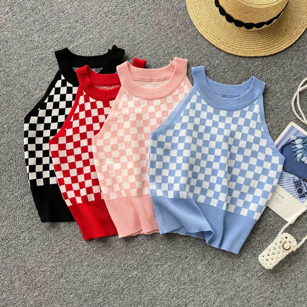 

2022 Summer New Halter Knitted Vest, Inner Bottoming Top women clothing tank top