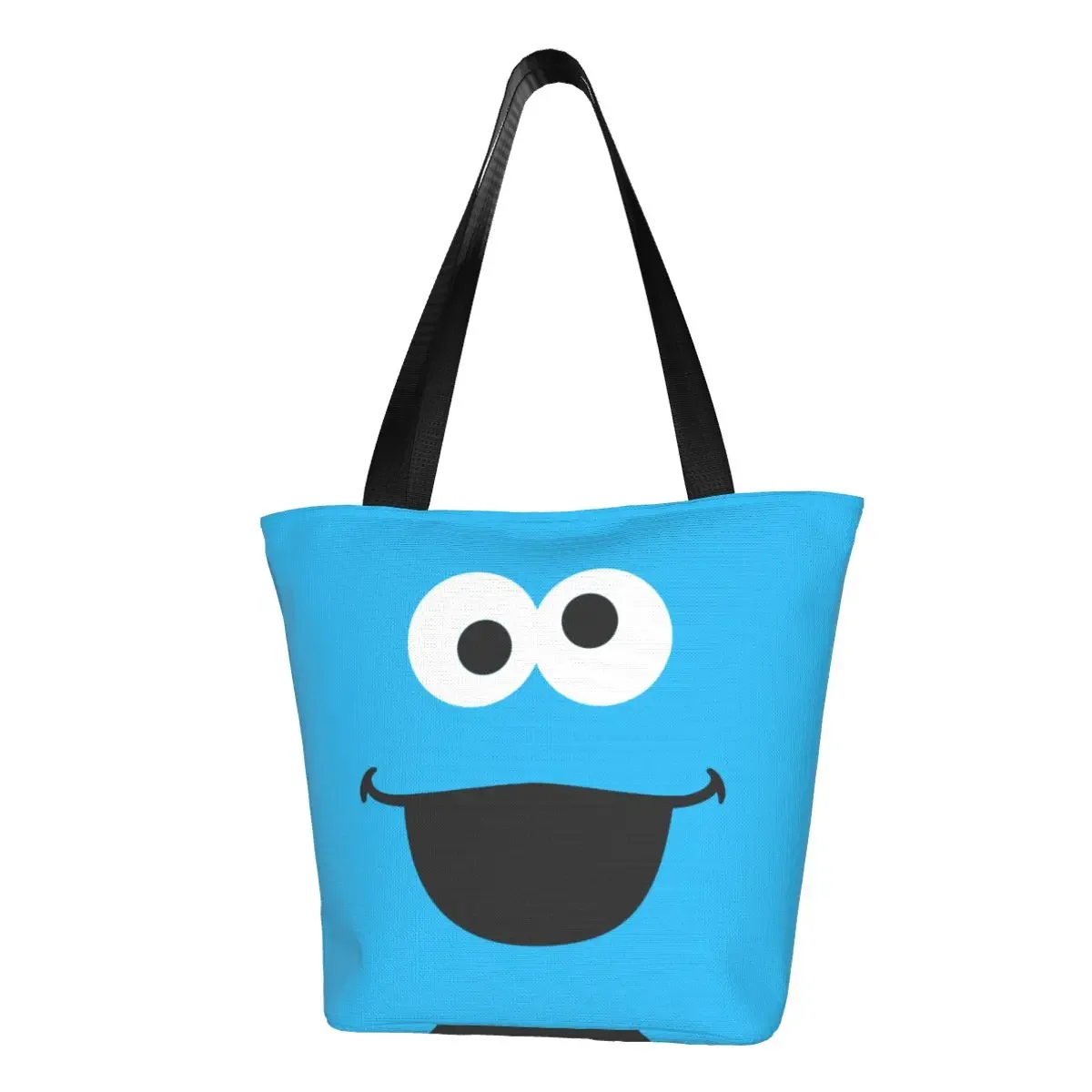 

Recycling Cookies Monsters Face Shopping Bag Women Canvas Shoulder Tote Bag Portable Grocery Shopper Bags