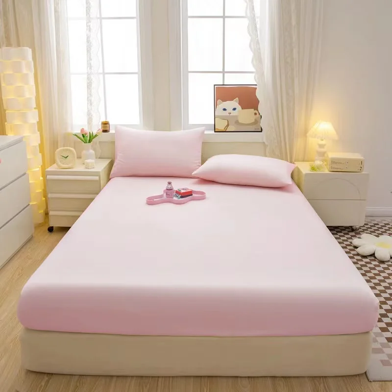 

Покрывало на матрас из промытого хлопка, маленький Однотонный Регулируемый постельный комплект, однотонная шапка