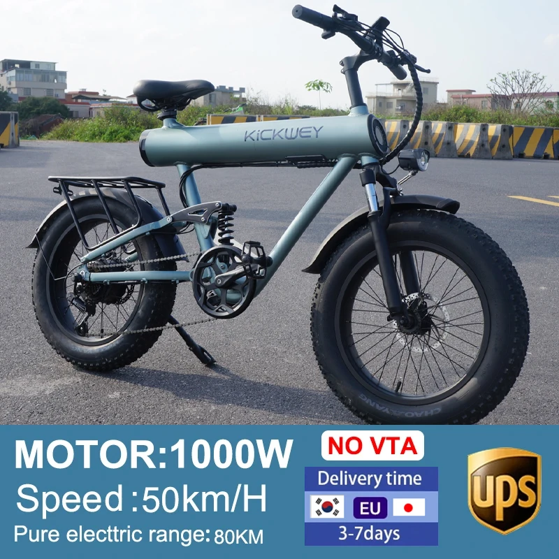 1000w 48V 20ah Mountain Electric Bike 20 Inch Fat Tire Outdoor Entertainment Off Road Adult Electric Bicycle K20