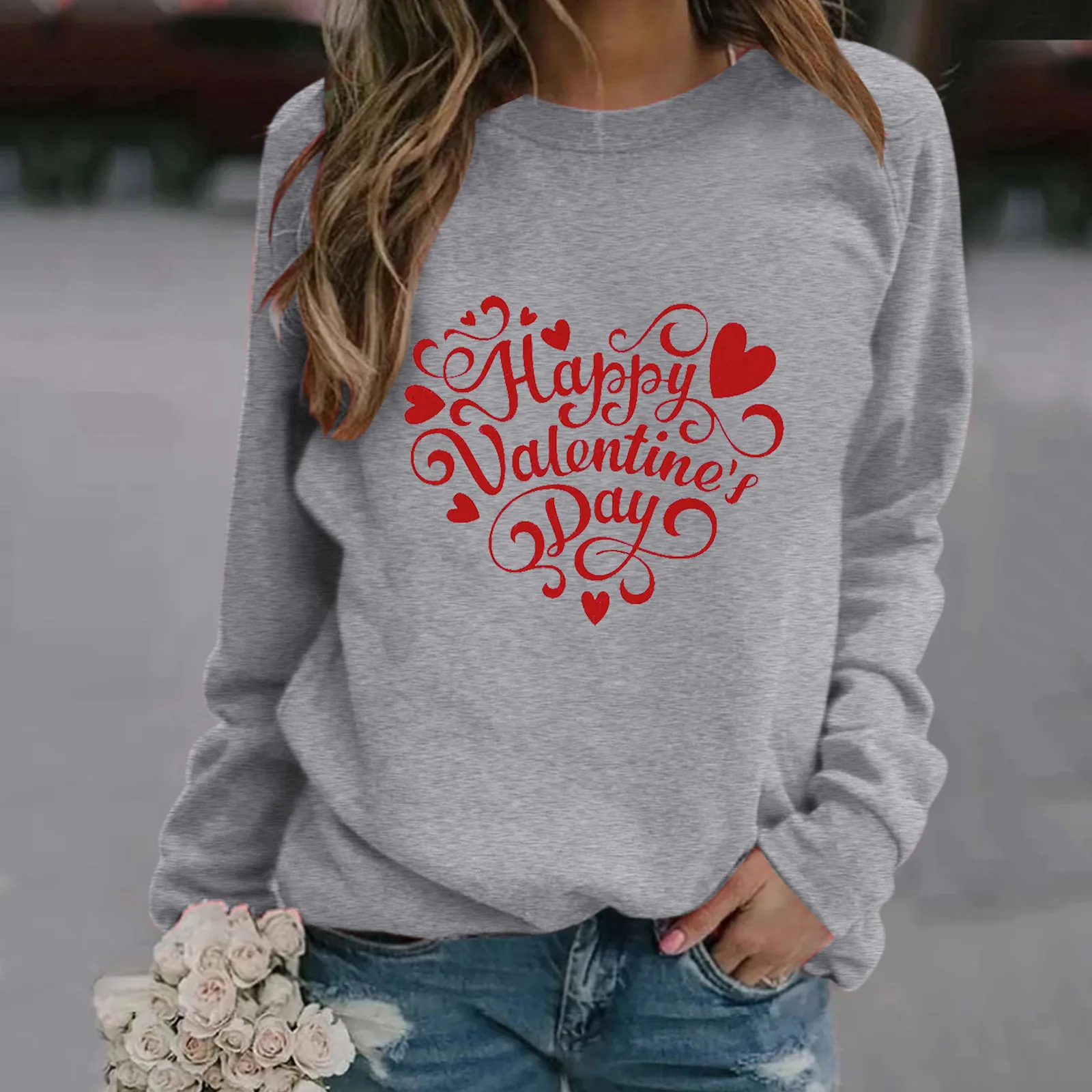 

Women's Top Blouse Valentine's Day Letter Print Tunic Hoodie Sweatshirts for Women Womens Zip Sweatshirts And Hoodies