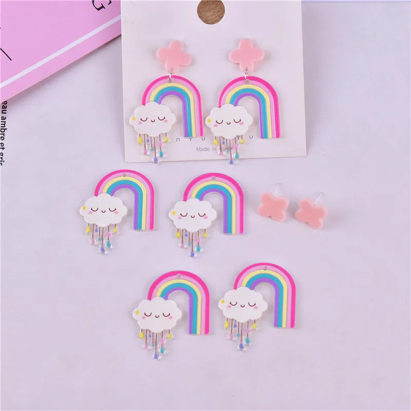 

Летние Стильные 50 шт./лот цветные узоры Мультяшные цветы/радужные формы акриловые бусины «сделай сам» ювелирные изделия серьги аксессуары