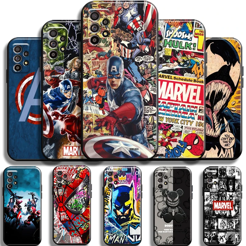 

Marvel Avengers Comics Phone Case For Samsung Galaxy A52 4G A52 5G Carcasa Cases Coque Black Shockproof Funda Shell TPU