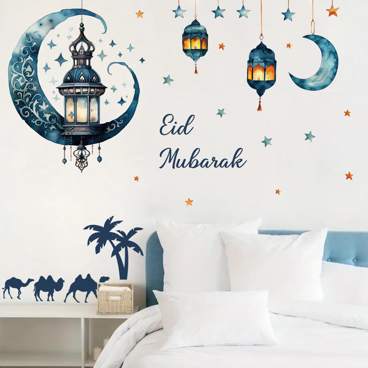 Наклейки На Стену С Мультяшной Лунной Лампой Для Декора Детской Комнаты